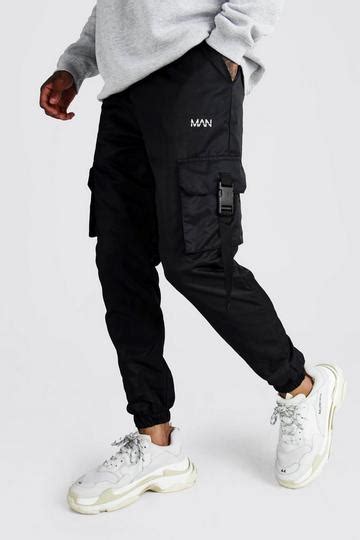 boohooman cargo pants|mens black cargo jeans.